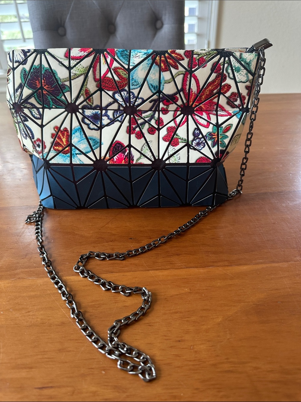 Patrizia Luca Printed Two Tone Geo Clutch